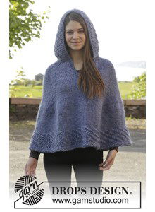 Gebreide poncho met capuchon en split van Eskimo. Maat S-XXXL