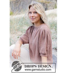 Damestrui met korte pofmouwen gemaakt van Drops Safran