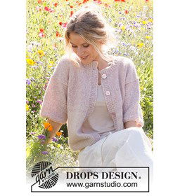 Damesvest Dream in Rose Cardigan met korte mouw gemaakt van Drops Air