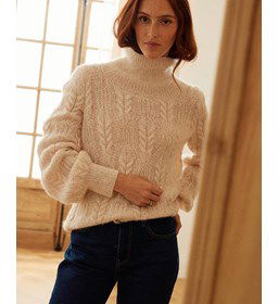 Damestrui met kabels Helya gemaakt van Phildar Phil Irise Alpaga