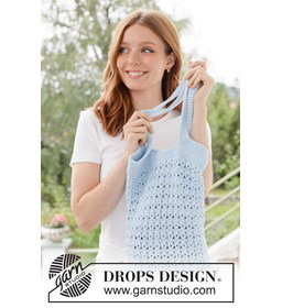 Gehaakte tas met kantpatroon van stevig katoen gemaakt van Drops Paris