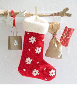 Kerstsok gemaakt van Phildar Phil Lambswool 51