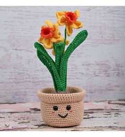 Narcis in bloempotje gemaakt van Lijm gips klei