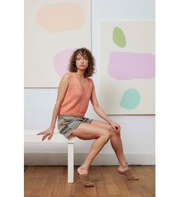 Damesspencer Grit met V-hals gemaakt van Rondbreinaald nr 3,5