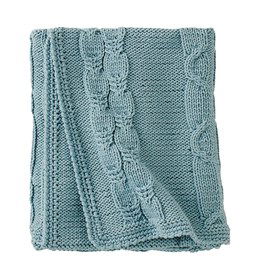 Babydeken in ribbelsteek en met kabelpatroon gemaakt van Lana Grossa Riserva