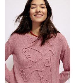 Damestrui met duif  gemaakt van Looms en punnikklosjes