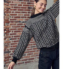 Damestrui met jaquardpatroon gemaakt van Phildar Phil merinos 3,5