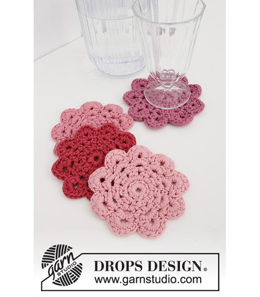 Haakpatroon bloemen onderzetters Blushing Coasters