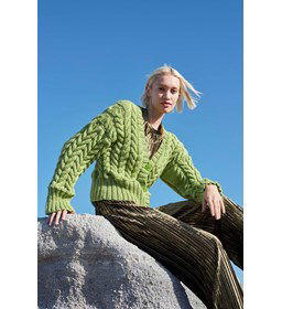 Damesvest Applied Botany met grove kabels gemaakt van Lang Yarns Wooladdicts Glory