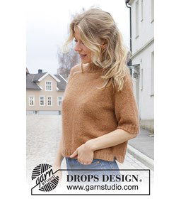Damestrui met korte raglanmouwen gemaakt van DROPS Flora