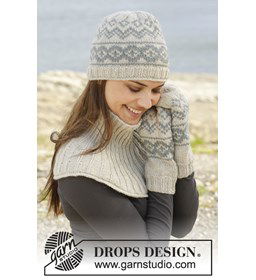 Gebreide muts, wanten en halswarmer gemaakt van Drops Nepal