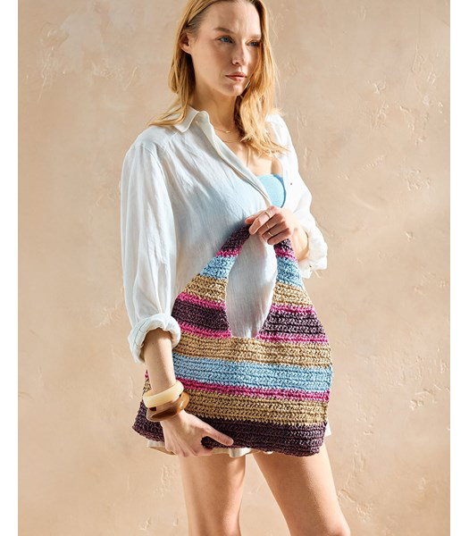 Haakpatroon gestreepte boodschappentas