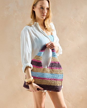 gestreepte boodschappentas