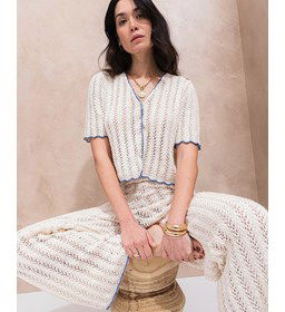 damesvest Livie in fijn kantpatroon gemaakt van knopen