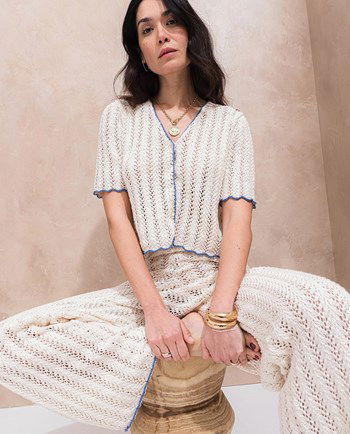 damesvest Livie in fijn kantpatroon