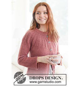 Damesvest met reliëfpatroon gemaakt van Drops Alpaca