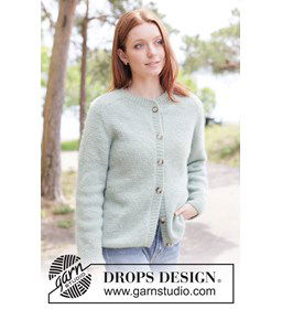 Gebreid vest van DROPS Air met zadelschouders gemaakt van Drops Air