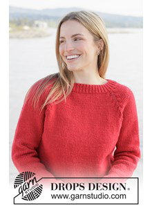Breipatroon damestrui met kabelpatroon red autumn sweater gemaakt van Drops Big Merino