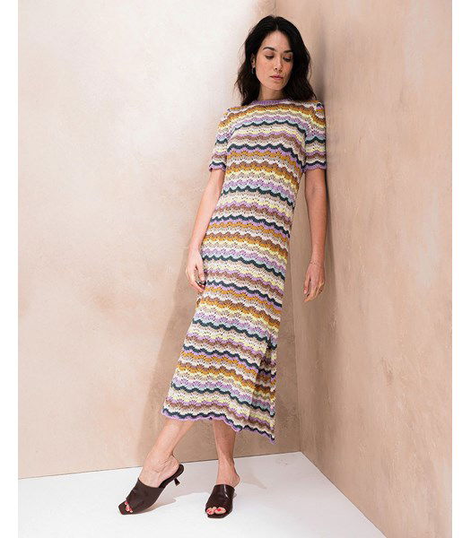 Breipatroon lange damesjurk Lola met splitten in de zijnaad