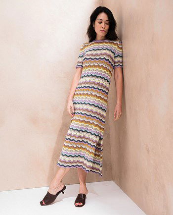 lange damesjurk Lola met splitten in de zijnaad