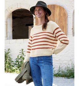 Gestreepte damestrui gemaakt van Phildar Phil Partner 6