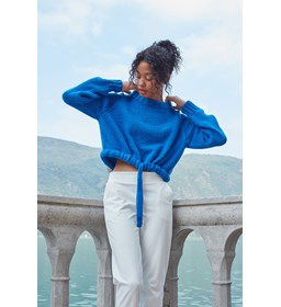 Korte damestrui met aansnoerkoord in taille gemaakt van Lang Yarns Wooladdicts Happiness