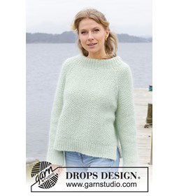 Damestrui in gerstekorrelsteek gemaakt van Drops Kid Silk