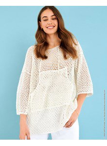 Haakpatroon open gehaakte damestrui met buidelzak gemaakt van Lana Grossa Solo Lino