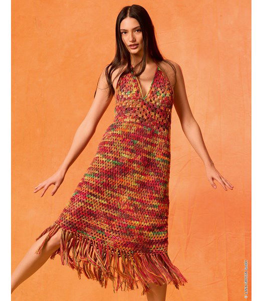 Haakpatroon jurk met driehoekige bovenkant