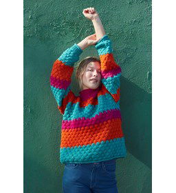 Damestrui met opstaande kraag gemaakt van Lang Yarns Wooladdicts Memory