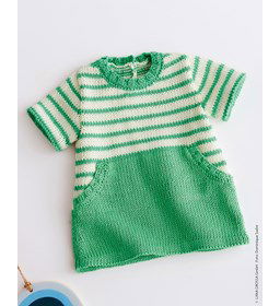 Gestreept babyjurkje gemaakt van Lana Grossa Soft Cotton