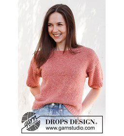 Damestop Cranberry Smoothie met korte mouw gemaakt van DROPS Sky