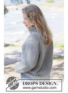 Warme top-down trui met col in chunky wol