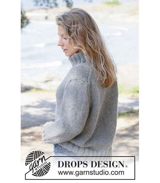 Breipatroon Warme top-down trui met col in chunky wol