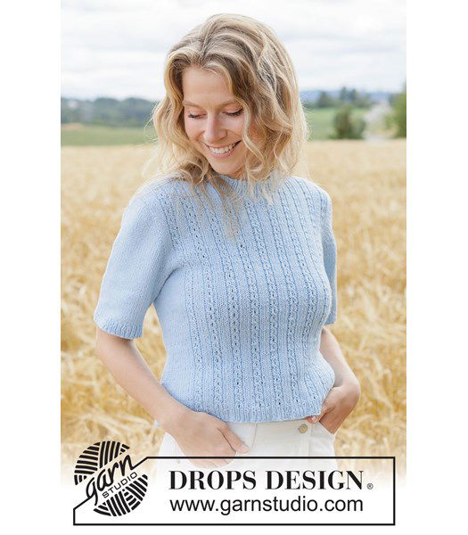 Breipatroon trui met kant en korte mouwen