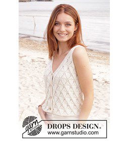 Damestop met V-hals en knoopbies gemaakt van Drops Muskat