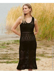 Lange damesjurk met ronde hals