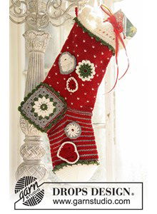 Gebreide en gehaakte Kerst sok 