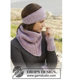 Gebreide halswarmer, hoofdband gemaakt van Drops Snow - Eskimo