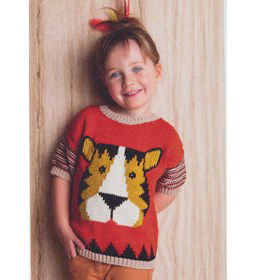 Kindertrui met tijger hoofd gemaakt van Phildar Phil Coton 4