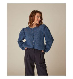 Damesvest met ballonmouwen gemaakt van Phildar Phil Mohair Soie Lurex