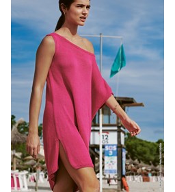 Oversize damesjurk met afhangende schouderlijn gemaakt van Lana Grossa Solo Lino