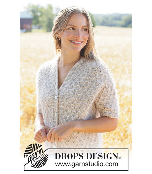 Breipatroon vest met honingraatpatroon en v-hals