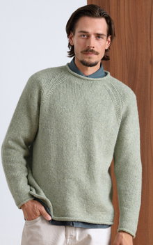 herentrui met raglan en opgerolde boordjes