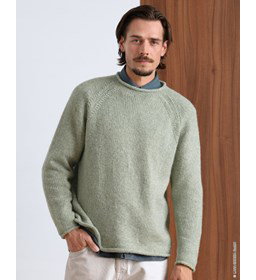 herentrui met raglan en opgerolde boordjes gemaakt van Lana Grossa Alta Moda Alpaca