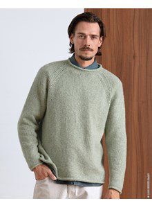herentrui met raglan en opgerolde boordjes