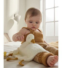 Tuinbroekje met omgeslagen boordjes gemaakt van Phildar Phil Super Baby