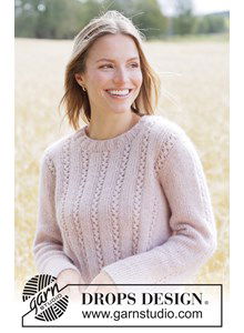 Top-down trui met kantpatroon in zachte DROPS Air