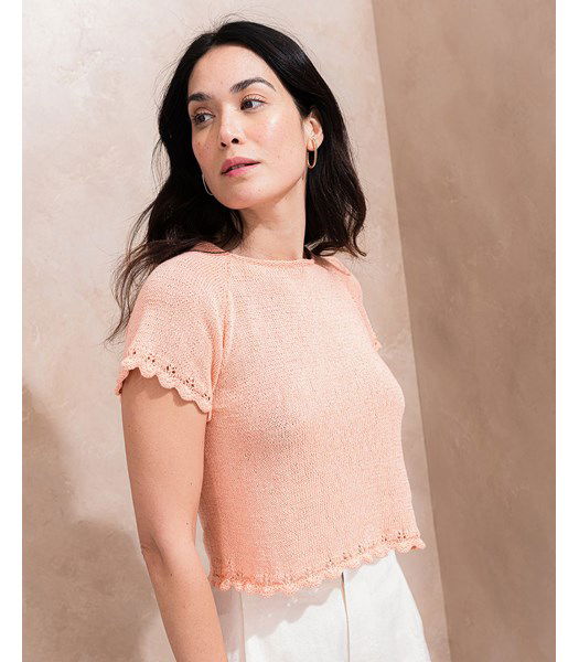 Breipatroon zomers shirt Leonie met boogjes randen