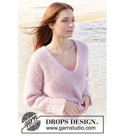 Dames sweater met brede V-hals gemaakt van Drops Melody